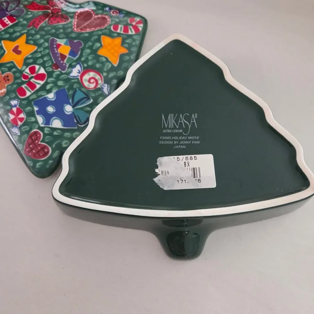 Mikasa Ultra Ceram Made in Japan Christmas Tree Ceramic Candy Dish Jenny Faw